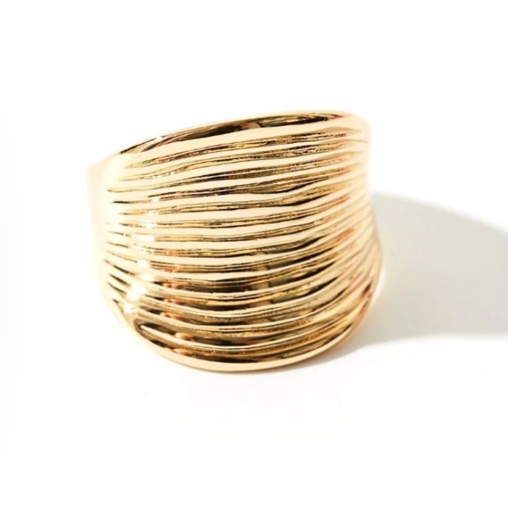 18K Gold Plated Rigged Statement Ring